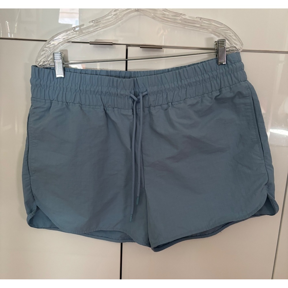 Eddie Bauer Womens Blue Ripstop Hiking Shorts Drawstring Elastic Waist Baggies